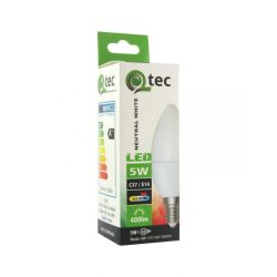 Qtec LED E14 5W C37 GYERTYA  4200K (semleges fehér) 460lm