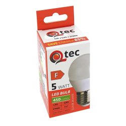 Qtec LED E27 5W G45 2700K (meleg fehér) 450lm