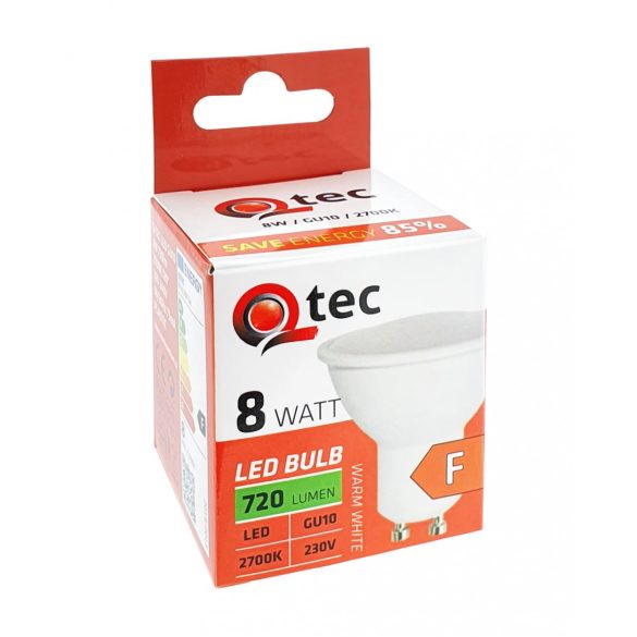 Qtec LED GU-10 8W 2700K (meleg fehér) 720lm P597