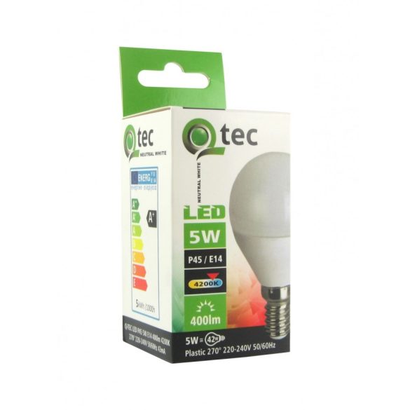 Qtec LED E14 5W P45 kisgömb 4200K (semleges fehér) 400lm