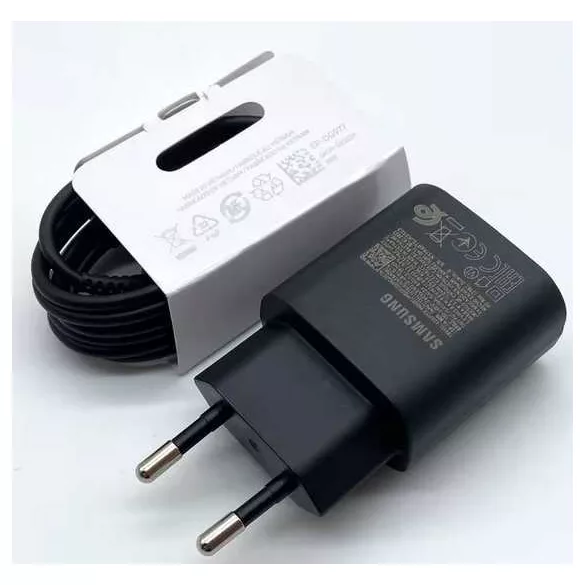 SAMSUNG 25W hálózati gyorstöltő USB C-C vezetékkel,fekete