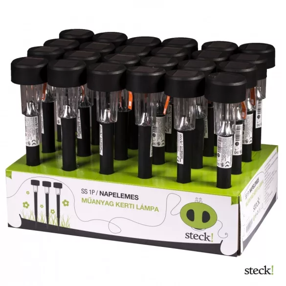 STECK! napelemes kerti lámpa,leszúrható,műanyag,fekete SS-1P