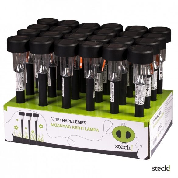 STECK! napelemes kerti lámpa,leszúrható,műanyag,fekete SS-1P