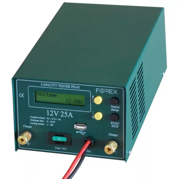 Proc. kapacitásmérő 12V 25A,USB