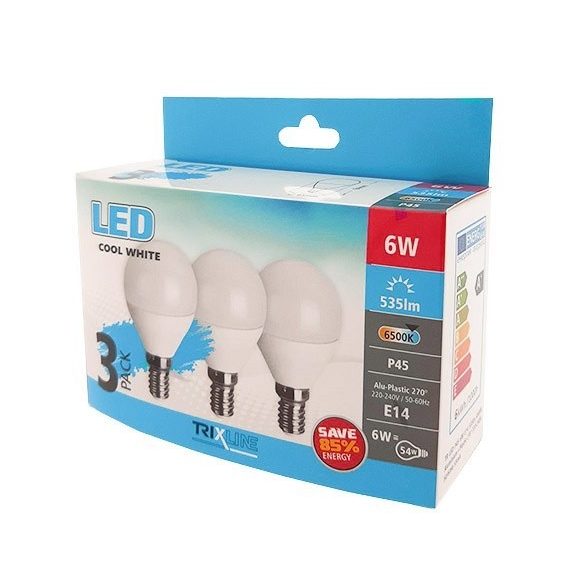 TRIXLINE LED globe mini P45 6W E14 6500K 515 lumen, 3db-os KISZERELÉS!