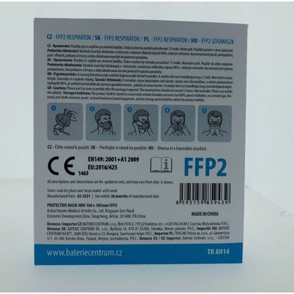 Szájmaszk TRIXLINE FFP2 (arcmaszk) 5db-os kiszerelés RAKTÁRON!!! TRAH14