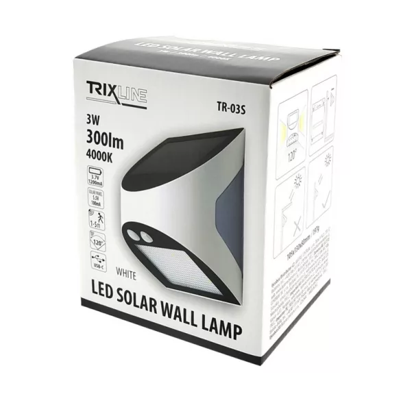 Trixline TR-03S szolár kültéri LED lámpa 8+2 LED
