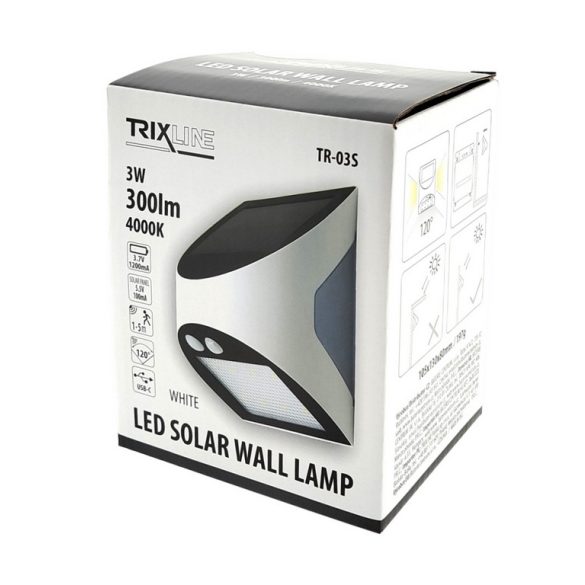 Trixline TR-03S szolár kültéri LED lámpa 8+2 LED