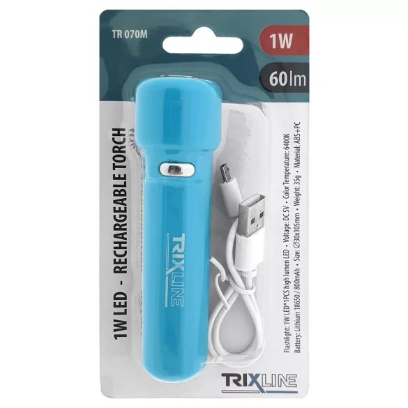 TRIXLINE TR 070M 1W LED tölthető lámpa - kék