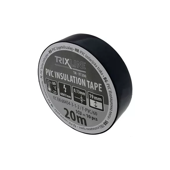 TRIXLINE SZIGETELŐSZALAG 19/20 FEKETE 20 méter TR-IT200