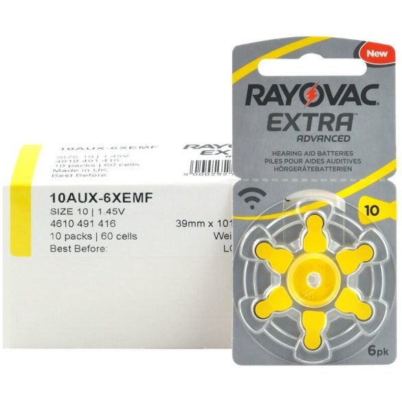 Varta Rayovac Extra Advanced hallókészülék elem 10 (PR70)bl/6 1,45V