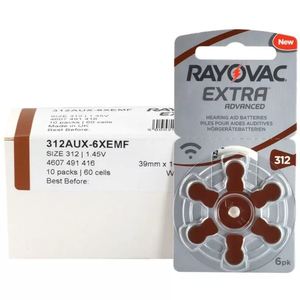 Varta Rayovac Extra hallókészülék elem 312 (PR41)bl/6 1,45V