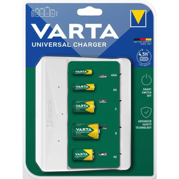 Varta akkutöltő 57658 univerzális,2-4 db AA(A) C D,1-2 db 9V akkuhoz