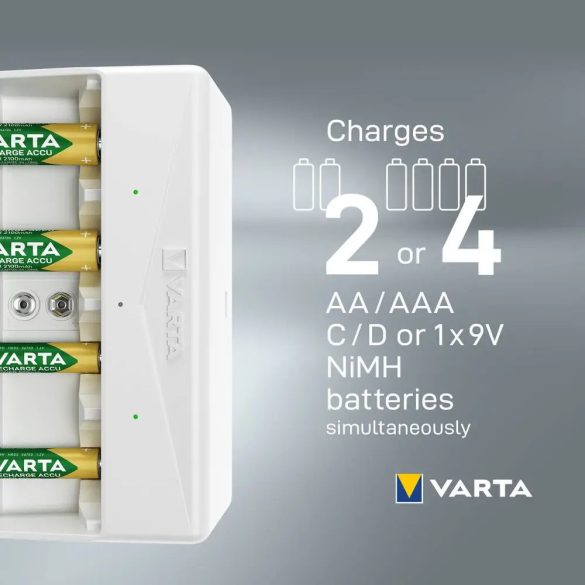 Varta akkutöltő 57658 univerzális,2-4 db AA(A) C D,1-2 db 9V akkuhoz