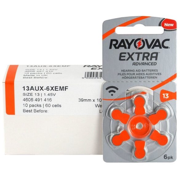 Varta Rayovac Extra hallókészülék elem 13 (PR48)bl/6 1,45V