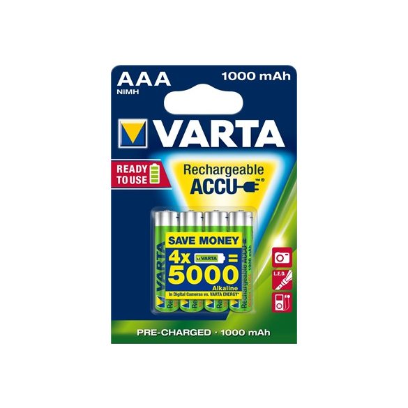 VARTA  NI-Mh akku Ready2Use mikró AAA (HR03) 1000 mAh bl4 (Power) 5703