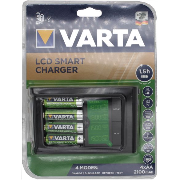 Varta LCD SMART töltő szett ( 4 db 2100mAh akkuval) 1-4 dbAA /AAA akkuhoz 57684