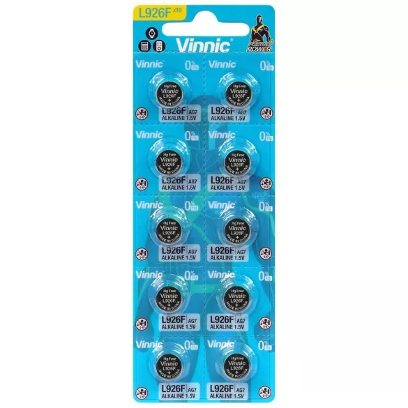 VINNIC G7(195,LR57,LR926, LR927,AG7) alkáli gombelem 1,5V bl/10