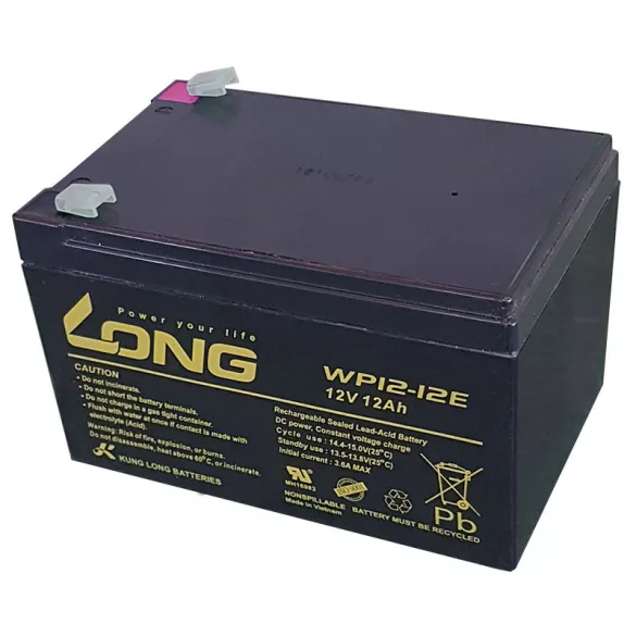 Kung Long DC HME 12Ah Bal+ Akkumulátor (WP12-12E)
