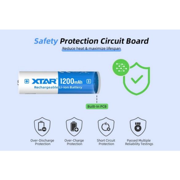 XTAR 14500 (AA) 3,6V-os Li-ion akku védelemmel 1200mAh