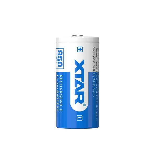 XTAR 16340 (R-CR123) 3,7V 850 mAh Li-ion akku védelemmel