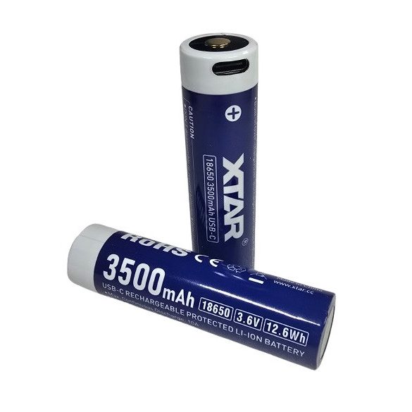 XTAR 18650 3,7V-os Li-ion akku védelemmel, 3500 mAh USB-C