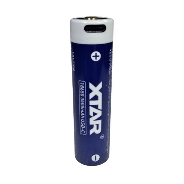 XTAR 18650 3,7V-os Li-ion akku védelemmel, 3500 mAh USB-C