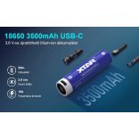 XTAR 18650 3,7V-os Li-ion akku védelemmel, 3500 mAh USB-C