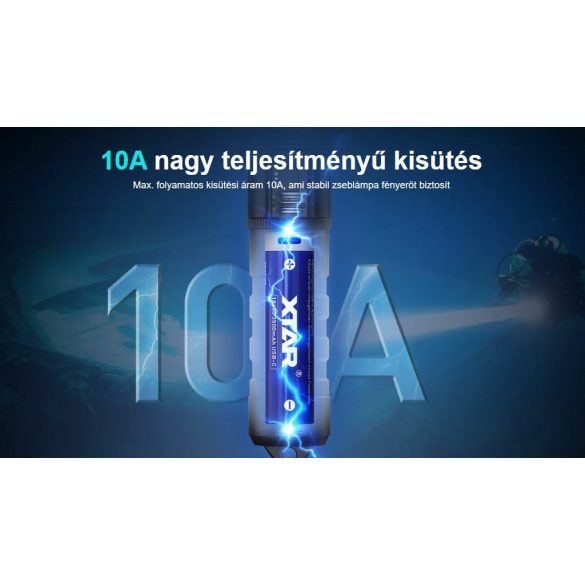 XTAR 18650 3,7V-os Li-ion akku védelemmel, 3500 mAh USB-C