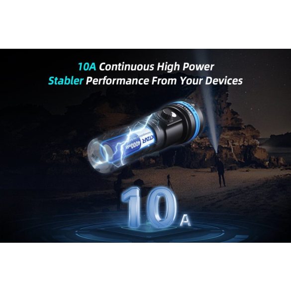 XTAR 18650 Li-ion akku védelemmel, 4000 mAh, 3,6V