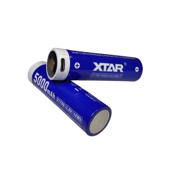 XTAR 21700 5000 USB-C 3,6V 10A Li-ion akku védelemmel,5000mAh