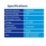 XTAR 26650 3,7V-os Li-ion akku védelemmel, 5200mAh