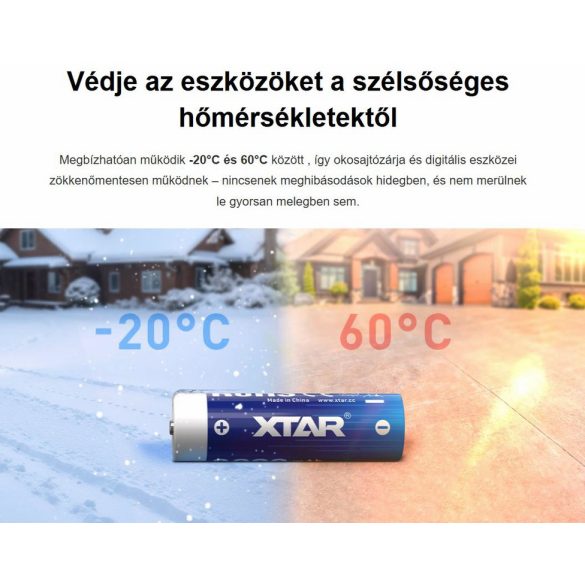 XTAR 14500 ( AA) 1.5V-OS 3000 mAh Li-ion akku védelemmel USB-C+TOK