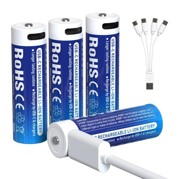 XTAR 14500 ( AA) 1.5V-OS 3000 mAh Li-ion akku védelemmel USB-C+TOK