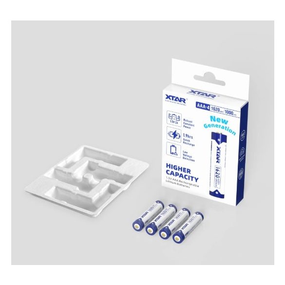 XTAR 10440 AAA 1.5V 1620 mWh 1000 mAh LITHIUM AKKU VÉDELEMMEL +LED
