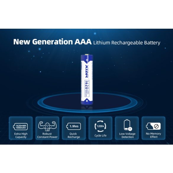 XTAR 10440 AAA 1.5V 1620 mWh 1000 mAh LITHIUM AKKU VÉDELEMMEL +LED