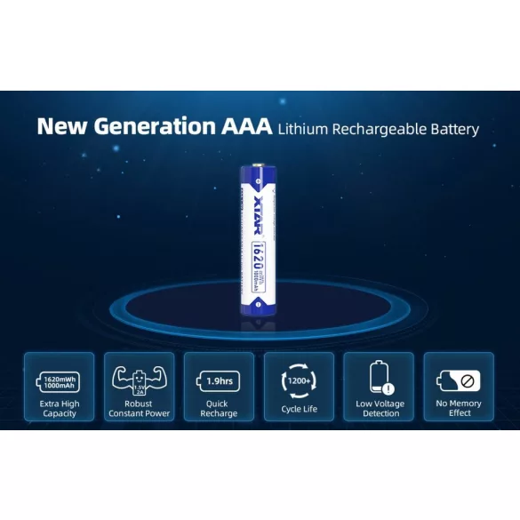 XTAR 10440 AAA 1.5V-OS 1000 mAh (1620 mWh) LITHIUM AKKU VÉDELEMMEL
