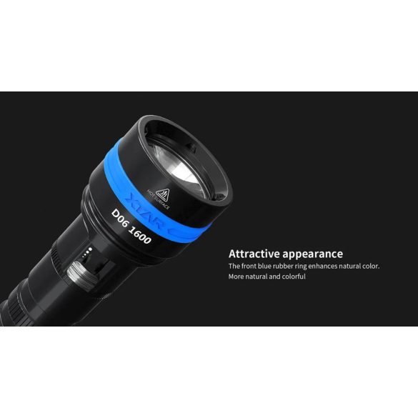 XTAR D06 1600 KT búvárlámpa,100m vízálló,1600lm mágneses pótméter