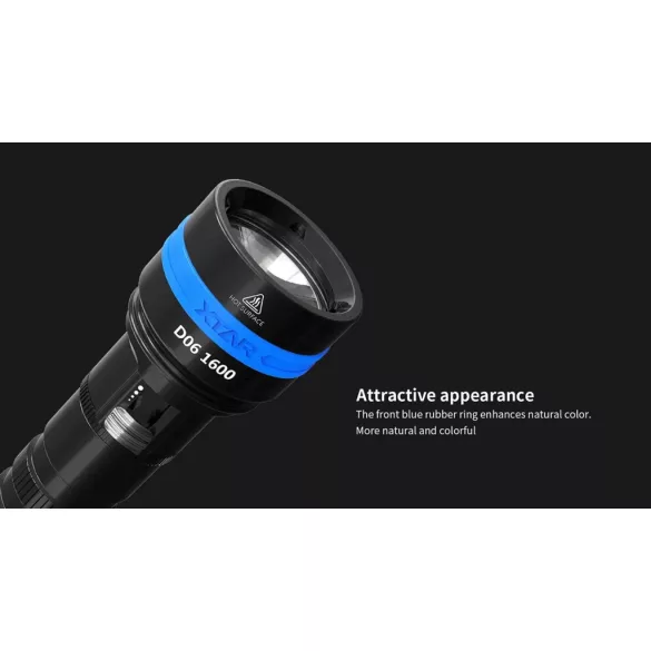 XTAR D06 1600 KT búvárlámpa,100m vízálló,1600lm mágneses pótméter