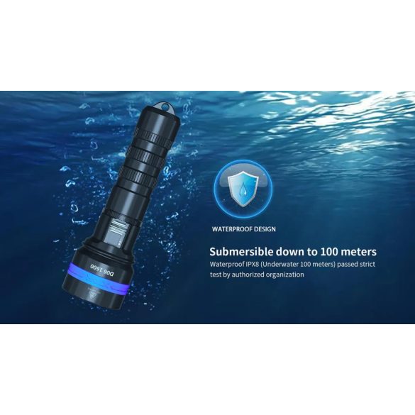 XTAR D06 1600 KT búvárlámpa,100m vízálló,1600lm mágneses pótméter