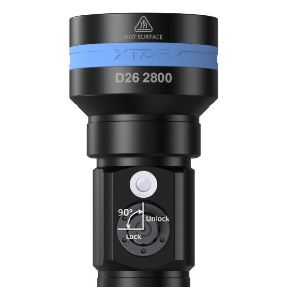XTAR D26 2800 SET búvárlámpa,100m vízálló,2800lm,+1db 21700 akku