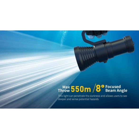 XTAR D28 3600 SET búvárlámpa,100m vízálló,3600lm+MC4S töltő+4x18650 akku