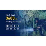 XTAR D28 3600 SET búvárlámpa,100m vízálló,3600lm+MC4S töltő+4x18650 akku