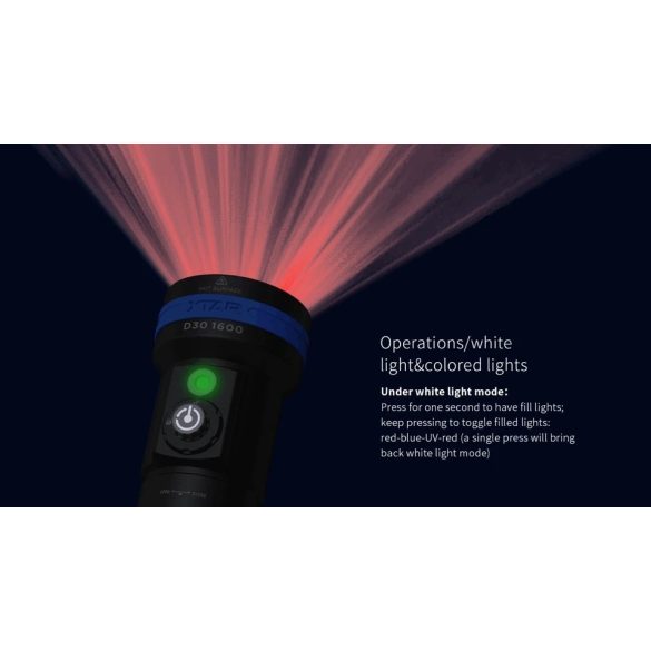 XTAR D30 1600 SET búvárlámpa,100m vízálló,1600lm+MC1 töltő+26650 akku