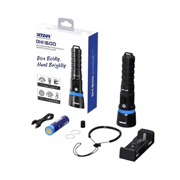 XTAR DH1 1600 SZET búvárlámpa,100m vízálló,1600 lm,+Li-ion akku,+ töltő