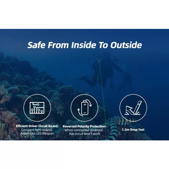 XTAR-DL1 KT búvárlámpa,LÉZER POINTER ,50m vizálló