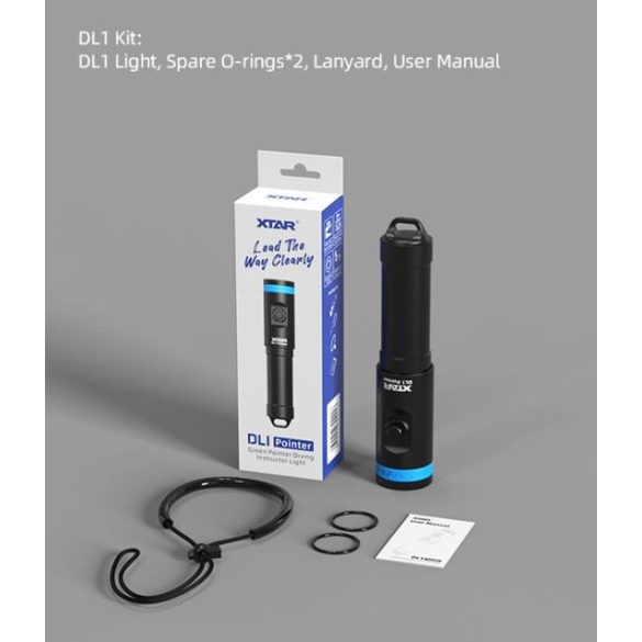 XTAR DL1 KT búvárlámpa,LÉZER POINTER ,50m vizálló