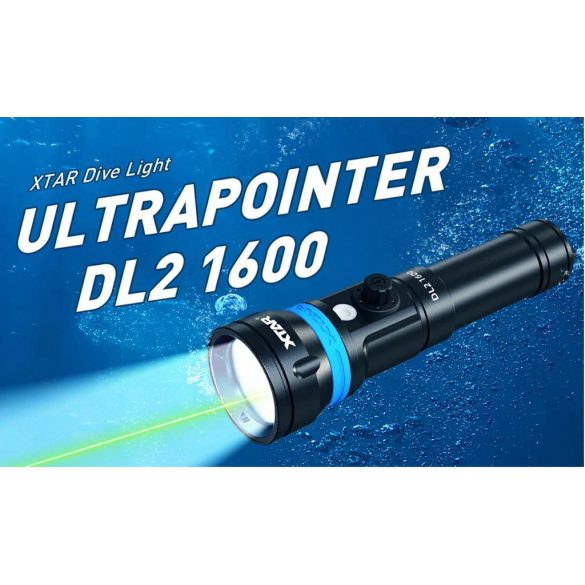 XTAR DL2 1600 KT búvárlámpa,100m vízálló,1600lm,lézer+LED