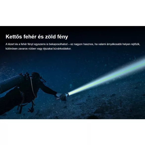 XTAR DL2 1600 KT búvárlámpa,100m vízálló,1600lm,lézer+LED