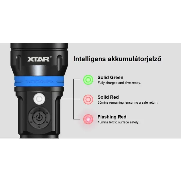XTAR DL2 1600 KT búvárlámpa,100m vízálló,1600lm,lézer+LED